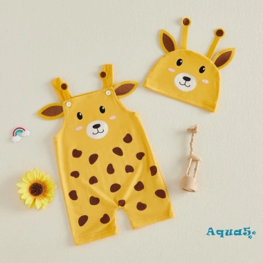 Aqua-Baby Rompers Bé Trai Hươu Thêu Không Tay, Áo Liền Quần Có Mũ - 185k 3