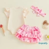 Aqua-Baby Set Trang Phục Bé Gái Ngày Của Mẹ Áo Liền Quần Ngắn Tay, Quần Short Xếp Nếp và Băng Đồ Thời Trang 2