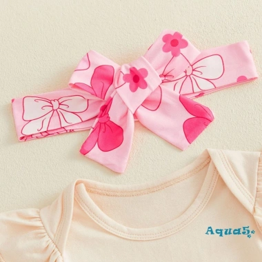 Aqua-Baby Set Trang Phục Bé Gái Ngày Của Mẹ Áo Liền Quần Ngắn Tay, Quần Short Xếp Nếp và Băng Đồ Thời Trang 4