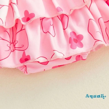 Aqua-Baby Set Trang Phục Bé Gái Ngày Của Mẹ Áo Liền Quần Ngắn Tay, Quần Short Xếp Nếp và Băng Đồ Thời Trang 8