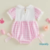 Aqua-Infant Áo liền quần bé gái Phục Sinh Puff tay ngắn, cổ thỏ, thêu cà rốt, nơ trang trí - Giá ưu đãi 209.412₫ 2