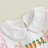Aqua-Infant Áo liền quần bé gái Phục Sinh Puff tay ngắn, cổ thỏ, thêu cà rốt, nơ trang trí - Giá ưu đãi 209.412₫ 3