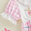 Aqua-Infant Áo liền quần bé gái Phục Sinh Puff tay ngắn, cổ thỏ, thêu cà rốt, nơ trang trí - Giá ưu đãi 209.412₫ 4