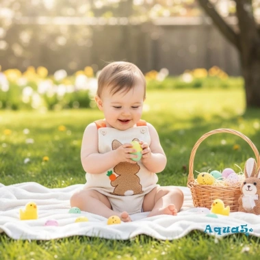 Aqua-Infant Romper Easter Bunny - áo quần không tay thêu, giảm còn 179.928 VND