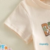 Aqua-Kids Quần short bé trai & áo thun nữ tay ngắn in chữ, eo co giãn, trang phục sinh nhật mùa hè 5