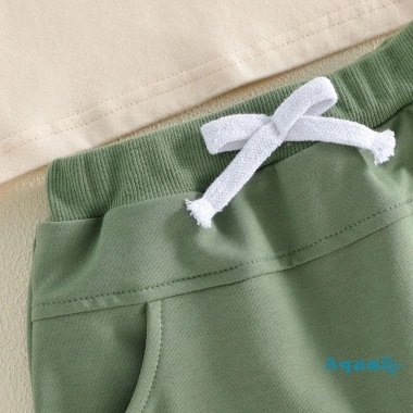 Aqua-Kids Quần short bé trai & áo thun nữ tay ngắn in chữ, eo co giãn, trang phục sinh nhật mùa hè 7