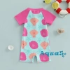 Aqua Rash Guard Bé Gái Đồ Bơi Hoa Sao Biển Zip Up Tay Ngắn Cổ Tròn 180k 5