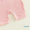 Aqua Romper Bé Gái Trẻ Sơ Sinh Cổ Tròn Tay Ngắn In Chữ, Có Gân và Nơ Đầu Bộ 8