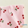 Aqua Toddler Baby Girl Set Mùa Hè Áo Cổ Tròn Nút Anh Đào và Quần Short Ngắn Tay 6