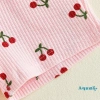 Aqua Toddler Baby Girl Set Mùa Hè Áo Cổ Tròn Nút Anh Đào và Quần Short Ngắn Tay 8