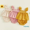 Aqua Toddler Girls Bộ Đồ Mùa Hè 2 Món: Áo Cổ Vuông Tay Bay Thêu Hoa và Quần Short Đáng Yêu - Giá Ưu Đãi 197k