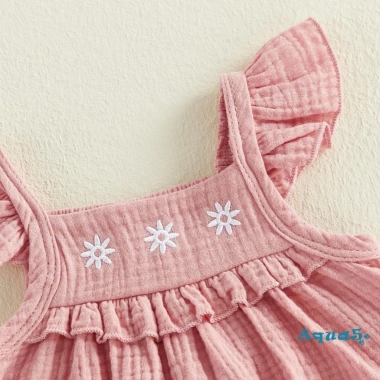 Aqua Toddler Girls Bộ Đồ Mùa Hè 2 Món: Áo Cổ Vuông Tay Bay Thêu Hoa và Quần Short Đáng Yêu - Giá Ưu Đãi 197k 7