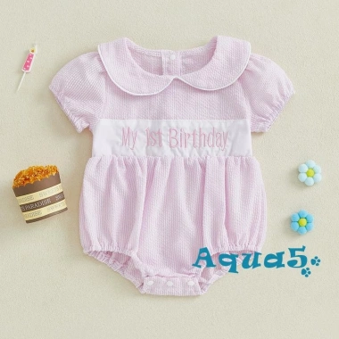 Aqua‑baby Áo bé gái mảnh tay ngắn mùa hè, thêu cổ chữ sinh nhật, giá 166.644 VND 3