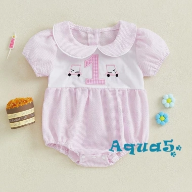 Aqua‑baby Áo bé gái mảnh tay ngắn mùa hè, thêu cổ chữ sinh nhật, giá 166.644 VND 4