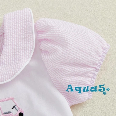 Aqua‑baby Áo bé gái mảnh tay ngắn mùa hè, thêu cổ chữ sinh nhật, giá 166.644 VND 7