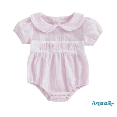 Aqua‑baby Áo bé gái mảnh tay ngắn mùa hè, thêu cổ chữ sinh nhật, giá 166.644 VND 10