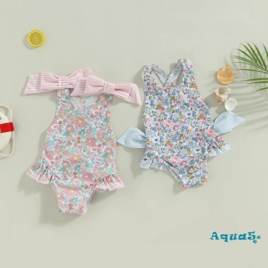 Aqua‑kids áo tắm bé gái mùa hè không tay chéo lưng, không in hoa, bèo nhún – Giá chỉ 175.392đ