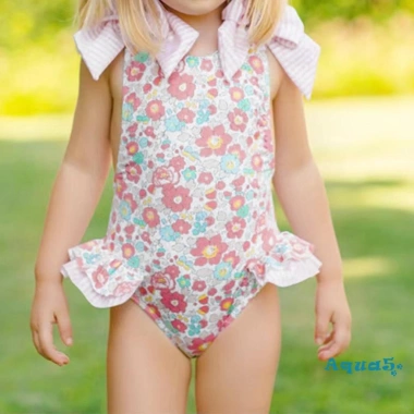Aqua‑kids áo tắm bé gái mùa hè không tay chéo lưng, không in hoa, bèo nhún – Giá chỉ 175.392đ