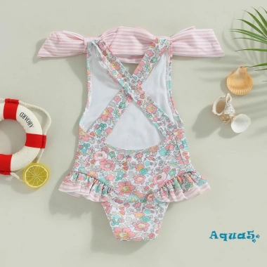 Aqua‑kids áo tắm bé gái mùa hè không tay chéo lưng, không in hoa, bèo nhún – Giá chỉ 175.392đ