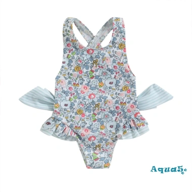 Aqua‑kids áo tắm bé gái mùa hè không tay chéo lưng, không in hoa, bèo nhún – Giá chỉ 175.392đ