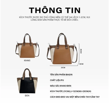 Bagin Túi Xách Tote Màu Xen Kẽ Thời Trang, Phù Hợp Văn Phòng - Quà Tặng Đặc Biệt, Giảm Giá 459k