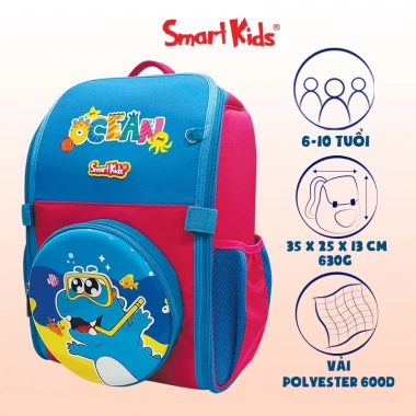 Balo Chống Gù Smartkids Dino Discovery Siêu Nhẹ Bền Đẹp Cho Bé 5‑10 Tuổi, Cấp 1 2