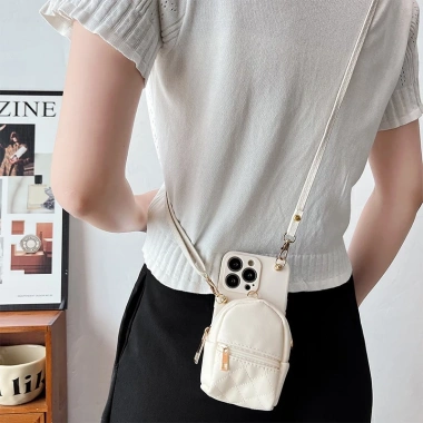 Balo mini da PU nhẹ màu trơn - Túi đeo chéo cho ví xu, tai nghe, trang điểm, giá 60k