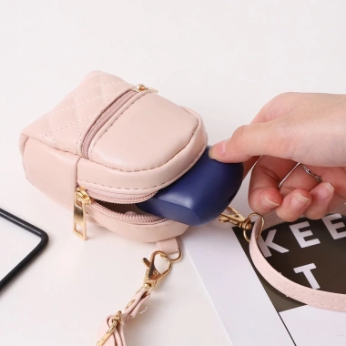 Balo mini da PU nhẹ màu trơn - Túi đeo chéo cho ví xu, tai nghe, trang điểm, giá 60k