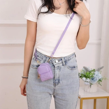 Balo mini da PU nhẹ màu trơn - Túi đeo chéo cho ví xu, tai nghe, trang điểm, giá 60k