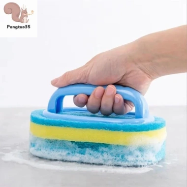 Bàn chải dày tay cầm - Khăn lau bếp, gạch, tắm - Miếng bọt biển loại bỏ vết bẩn COD, chỉ 30.600₫ 8