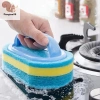 Bàn chải dày tay cầm - Khăn lau bếp, gạch, tắm - Miếng bọt biển loại bỏ vết bẩn COD, chỉ 30.600₫ 9