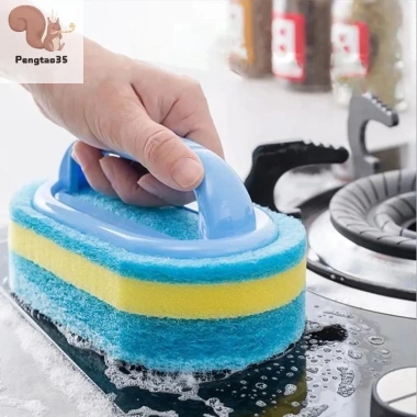 Bàn chải dày tay cầm - Khăn lau bếp, gạch, tắm - Miếng bọt biển loại bỏ vết bẩn COD, chỉ 30.600₫ 9