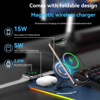 Bàn di chuột RGB chơi game DQTN - Siêu lớn, cao su chống trượt, sạc không dây 15W 3 trong 1 3