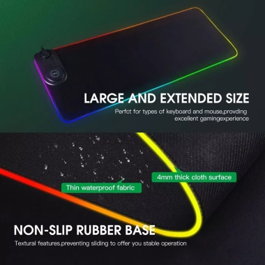 Bàn di chuột RGB chơi game DQTN - Siêu lớn, cao su chống trượt, sạc không dây 15W 3 trong 1 7