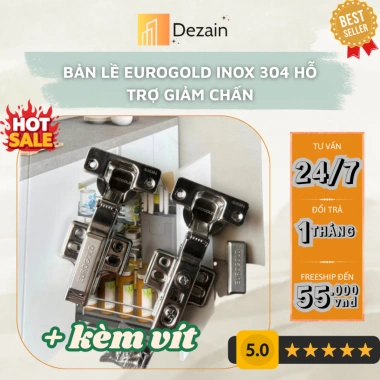 Bản lề giảm chấn inox 304 EuroGold không gỉ, tháo lắp nhanh, bảo hành trọn đời