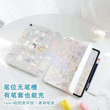 Bán Nóng Ốp bảo vệ iPad F & X 2.024 Acrylic trong suốt, sạc được, hỗ trợ ngang dọc Air 6/5/4 Pro - Giá trị cao