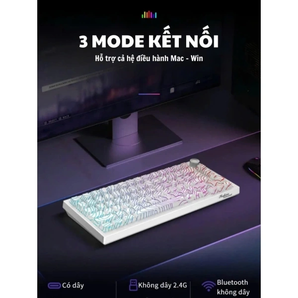 Hình ảnh sản phẩm Bàn phím cơ Atas K81 3 mode không dây, hotswap 5 pin, LED RGB - Chỉ 770.000₫