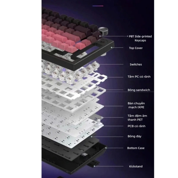 Hình ảnh sản phẩm Bàn phím cơ Atas K81 3 mode không dây, hotswap 5 pin, LED RGB - Chỉ 770.000₫