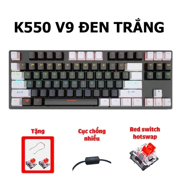 Hình ảnh sản phẩm Bàn phím cơ K550 V9 Tiroshi LED đa điểm, nhiều chế độ màu, chơi game & làm việc 2.025 - Giá 263.120₫
