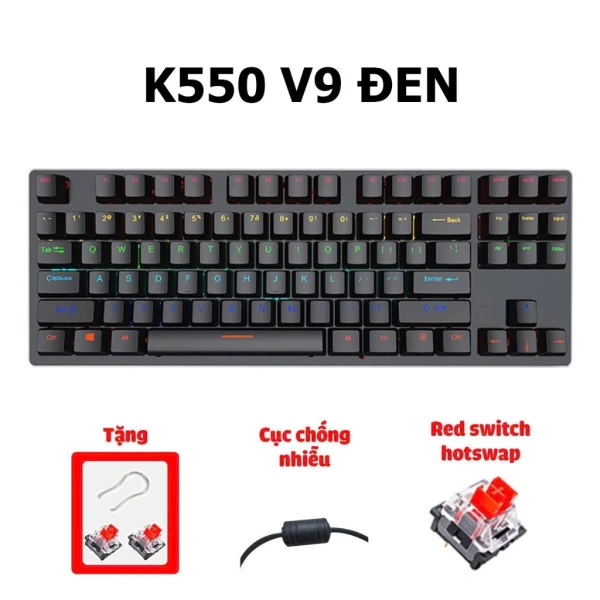 Hình ảnh sản phẩm Bàn phím cơ K550 V9 Tiroshi LED đa điểm, nhiều chế độ màu, chơi game & làm việc 2.025 - Giá 263.120₫