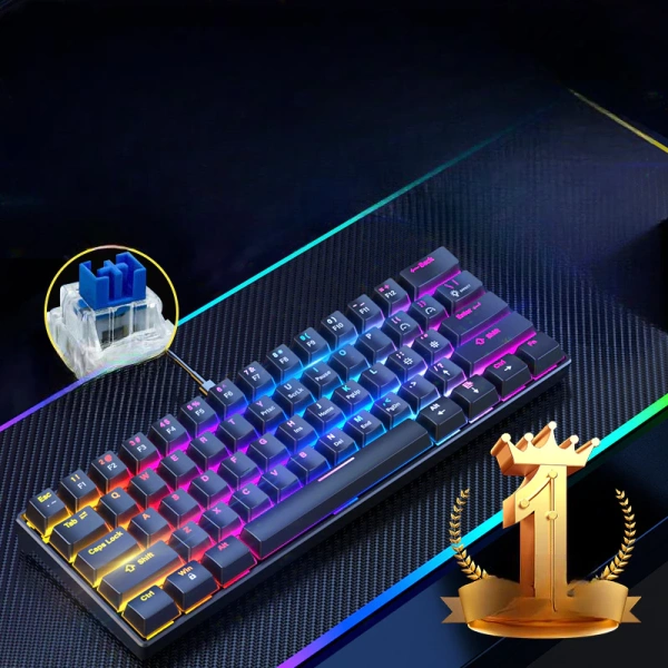 Hình ảnh sản phẩm Bàn phím cơ WY61 Leb RGB 61 phím - Gõ êm, chống nước, thích hợp game & văn phòng - 307.500 VND