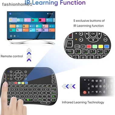 Bàn phím không dây M9 BT 2.4G 7 đèn nền Type-C IR Touchpad Box PC - Giá 260,040₫