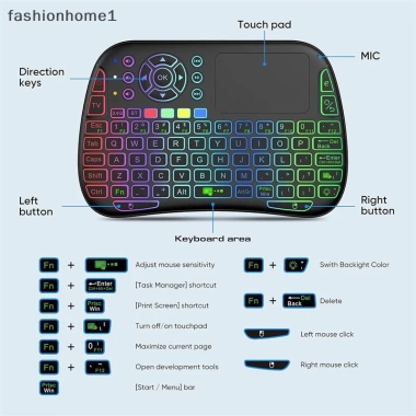Bàn phím không dây M9 BT 2.4G 7 đèn nền Type-C IR Touchpad Box PC - Giá 260,040₫