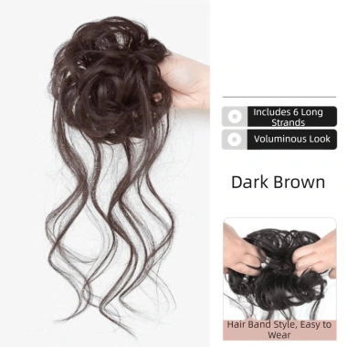 Băng Cao Su Chignon Messy Curly Đen Nâu Tóc Bun Đầu Tóc Giả Chịu Nhiệt Dễ Dàng Phong Cách 4