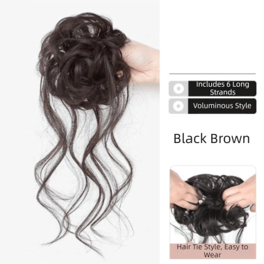 Băng Cao Su Chignon Messy Curly Đen Nâu Tóc Bun Đầu Tóc Giả Chịu Nhiệt Dễ Dàng Phong Cách 5