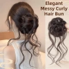 Băng Cao Su Chignon Messy Curly Đen Nâu Tóc Bun Đầu Tóc Giả Chịu Nhiệt Dễ Dàng Phong Cách 7