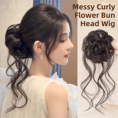 Băng Cao Su Chignon Messy Curly Đen Nâu Tóc Bun Đầu Tóc Giả Chịu Nhiệt Dễ Dàng Phong Cách 9