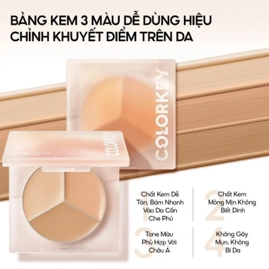 Bảng Che Khuyết Điểm Ba Màu Colorkey Targeting 3.9g - Che Nhanh, Đa Màu, Giá Ưu Đãi 109k