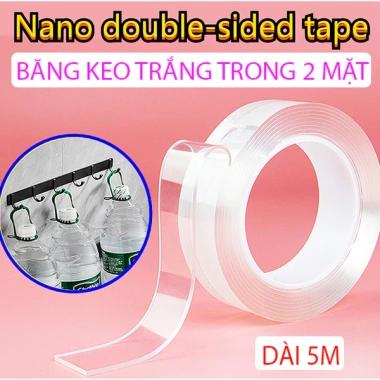 Băng Dính 2 Mặt Đa Năng Trong Suốt 3m-5m - Siêu Bám Dính, Giá chỉ 18.000 VND