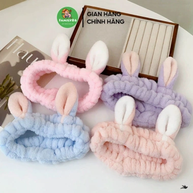 Băng Đô Cài Tóc Rửa Mặt Tai Thỏ Vô Tri Kute Cho Nam Nữ Siêu Cute Giá 28.800₫